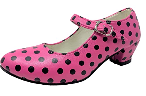 Zapato Flamenco Baile sevillanas niña,Mujer Rosa Lunares 23