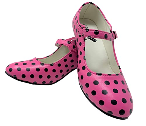 Zapato Flamenco Baile sevillanas niña,Mujer Rosa Lunares 23