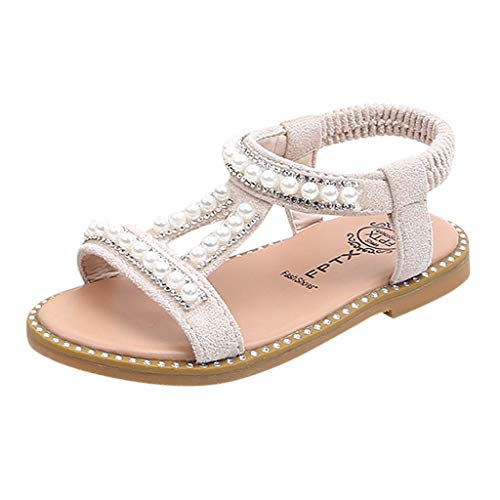 Zapatos para Bebé Niñas,Riou Niños Perla Cristal Princesa Soltera Zapatos Romanos Sandalias de Vestir en Cuero Zapatillas Verano Calzado