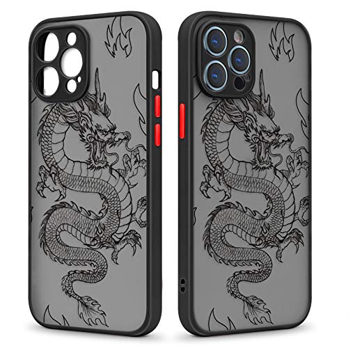 ZhuoFan Funda para New iPhone SE 2020 / 8 / 7 Funda (4.7") Silicona Transparente Esmerilada [Hard Acrylic Back Cover] Maravilloso Toque, Suave TPU Bumper Protector de caída Delgado - Dragon Chino