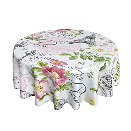 zsst Mantel redondo de París rosa romance circular cubierta de mesa fiesta comedor cocina decoración 60 pulgadas