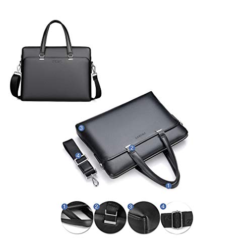 ZYLDK Maletín de Negocios Bolso Portafolios portadocumentos de Piel para Hombre Estilo Bandolera Bussiness Cuero PU marrón Negro azul