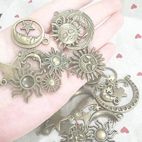 100 g de bronce antiguo sol luna estrella encantos joyería hallazgos accesorios de bricolaje