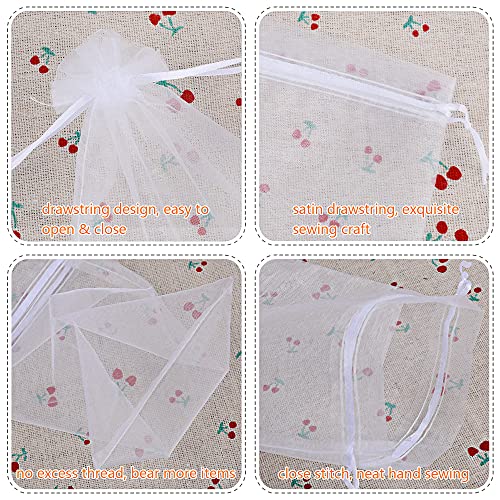 100 Piezas 20X30cm Bolsas de Organza de Regalo Bolsas para Joyas Bolsas de Regalo Bolsitas con Cordón para Bodas Favores de Fiesta y Envoltura de Joyas Caramelo,Blanco