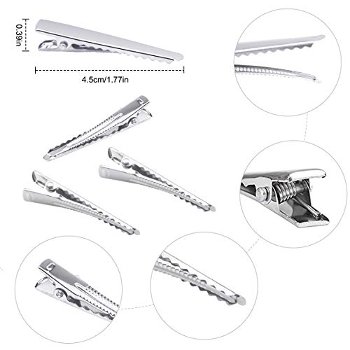 100 Piezas Clips de Pelo de Alligator, Metal Cocodrilo Pinza de Cabello para Marcar Peinar Planchar el Pelo, Dientes Pasador de Pelo para Mujeres Niñas DIY Artesanía Pelo Lazo, 45mm