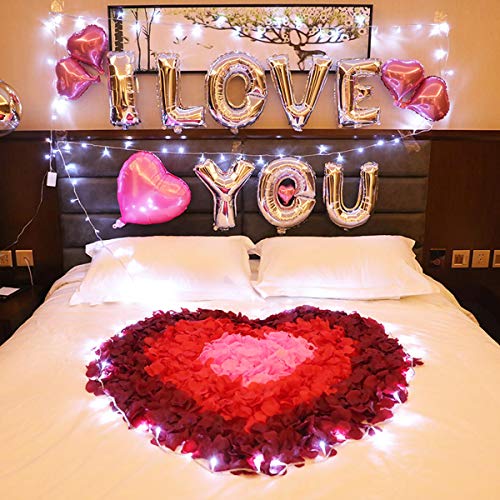 1000Pcs Pétalos de Rosa, Pétalos de Rosa de Seda Artificial Rojos, Pétalos de Flores Confeti para día de San Valentín Decoración/Bodas Decoración/Fiestas/Ambiente Romántico/Proponer/Fores de Boda