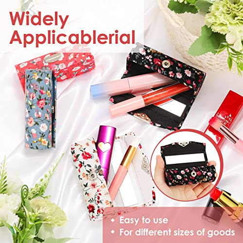 12 Estuches de Lápiz Labial Floral con Espejo Kit de Almacenaje de Cosméticos Bolsa de Maquillaje de Viaje Estuche Soporte de de Pintalabios Flores Caja de Cosméticos (Estilo Peonía)