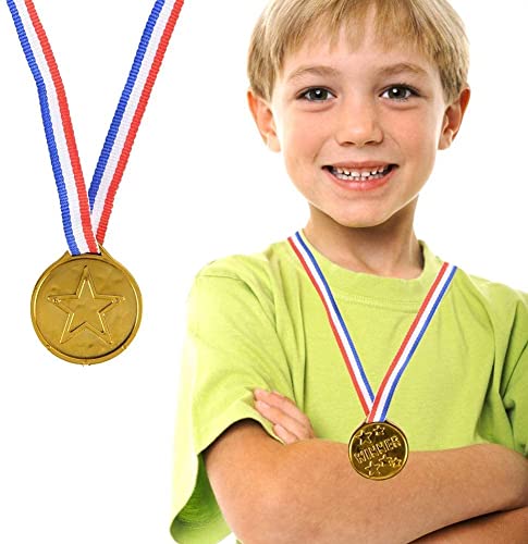 12 medallas ganadoras de medallas de Oro, medallas de plástico para Fiestas Deportivas Infantiles, competencias, premios.