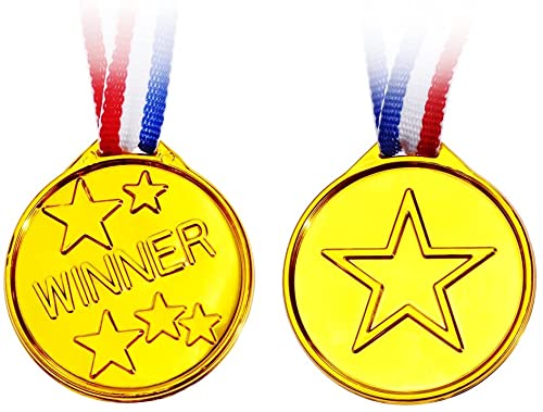 12 medallas ganadoras de medallas de Oro, medallas de plástico para Fiestas Deportivas Infantiles, competencias, premios.