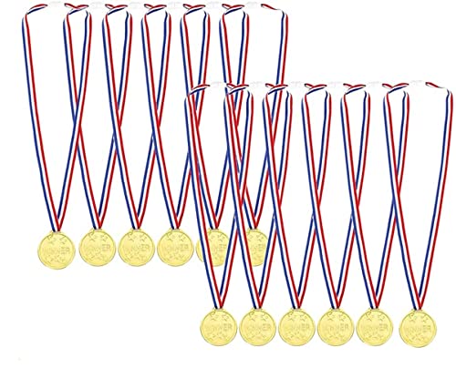 12 medallas ganadoras de medallas de Oro, medallas de plástico para Fiestas Deportivas Infantiles, competencias, premios.