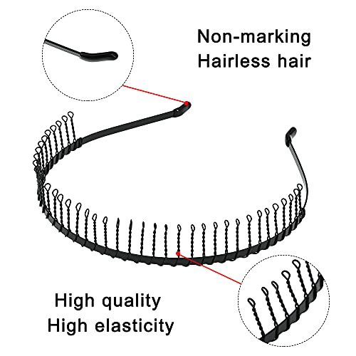 12 Uds., Diadema de aro para el cabello de estilo múltiple, banda para el cabello con peine flexible, diademas deportivas elásticas antideslizantes, accesorios para diademas unisex