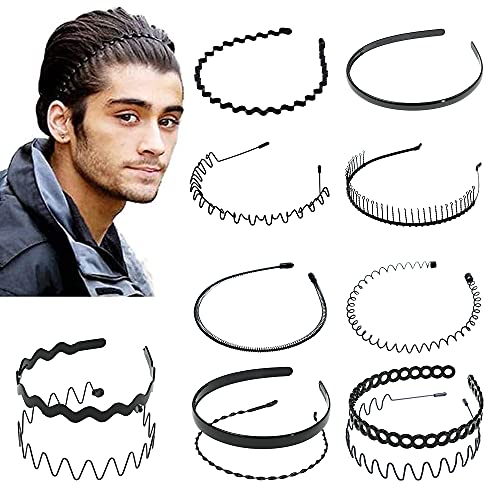 12 Uds., Diadema de aro para el cabello de estilo múltiple, banda para el cabello con peine flexible, diademas deportivas elásticas antideslizantes, accesorios para diademas unisex