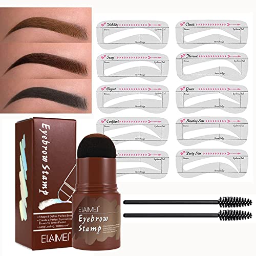 13 Piezas Kit Moldeador Plantilla de Cejas, Kit Lapiz Cejas, Impermeable Lápiz de Cejas con 10 Estilos Plantilla Cejas 2 Ceja Cepilloy, Reutilizable Eyebrow Pencil (negro)