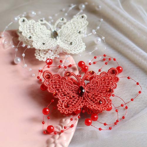 2 uds, horquillas para el pelo de mariposa blancas rojas clásicas, accesorios para el cabello de boda de princesa, pinza de pelo para niña de moda, joyería para el cabello para niña