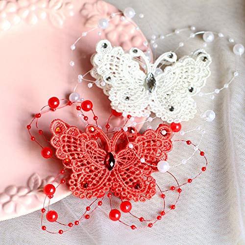 2 uds, horquillas para el pelo de mariposa blancas rojas clásicas, accesorios para el cabello de boda de princesa, pinza de pelo para niña de moda, joyería para el cabello para niña