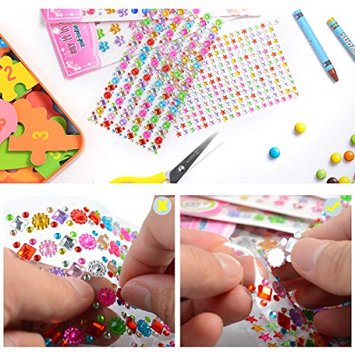 20 Hojas Pegatinas Brillantes para Decorar Diamantes Autoadhesivas, Diamantes Stickers de Imitación, Colores Pegatinas de Cristal adhesivos para Teléfono DIY Decoración Niños Manualidades