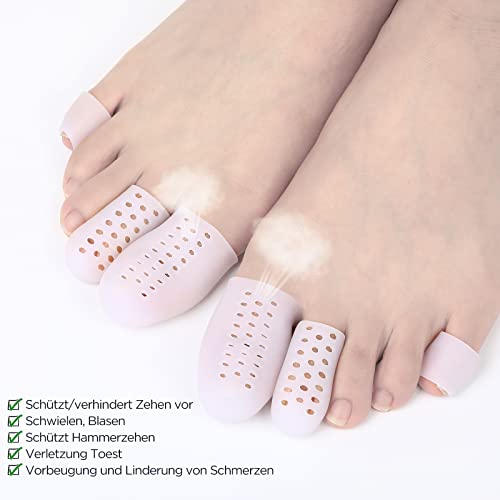 24 piezas tapones de gel para los dedos los pies, mangas de gel para los dedos de los pies, tubo de ventilación, puntera de silicona para ampollas, callos, callosidades, dolor de fricción en los dedos