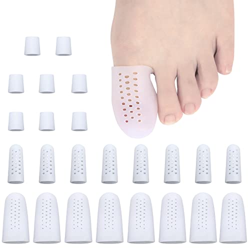 24 piezas tapones de gel para los dedos los pies, mangas de gel para los dedos de los pies, tubo de ventilación, puntera de silicona para ampollas, callos, callosidades, dolor de fricción en los dedos