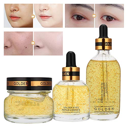 24k Gold Foil Essence Serum facial hidratante antiarrugas juego de gel reparador de ojos mejora la textura y el brillo de la piel con hidratación intensa y equilibrio para mujeres