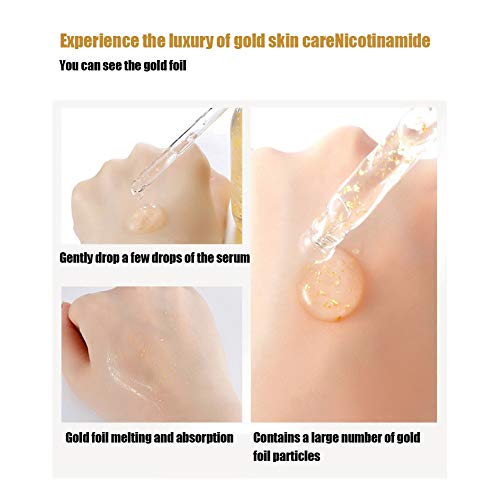 24k Gold Foil Essence Serum facial hidratante antiarrugas juego de gel reparador de ojos mejora la textura y el brillo de la piel con hidratación intensa y equilibrio para mujeres