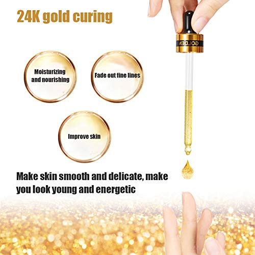 24k Gold Foil Essence Serum facial hidratante antiarrugas juego de gel reparador de ojos mejora la textura y el brillo de la piel con hidratación intensa y equilibrio para mujeres