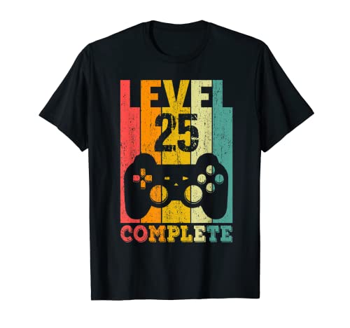 25 Años Cumpleaños Hombre Mujer Regalo Divertido Level 25 Camiseta