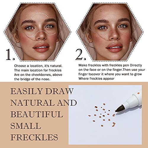 2pcs Maquillaje De Pecas, Freckle Pen, Pluma de Maquillaje de Pecas, Bolígrafos De Maquillaje De Pecas Falsas, Bolígrafo de Puntos a Prueba de Agua Suave Duradero Marrón Oscuro+Marrón Claro