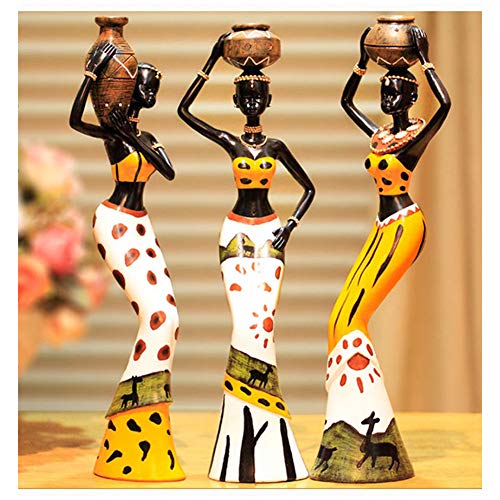 3 Piezas / Juego de Figuras de Mujeres Tribales africanas,Decoración de Estatua de estatuilla de Dama Tribal,Figuras Tribales de Adorno de Dama Africana para Mujer esculturas Mujer Africana