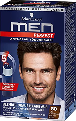 3 x Negro de Men Perfect [80 – Schwaz marrón] – Anti gris tönungs Gel Cuidado tintado