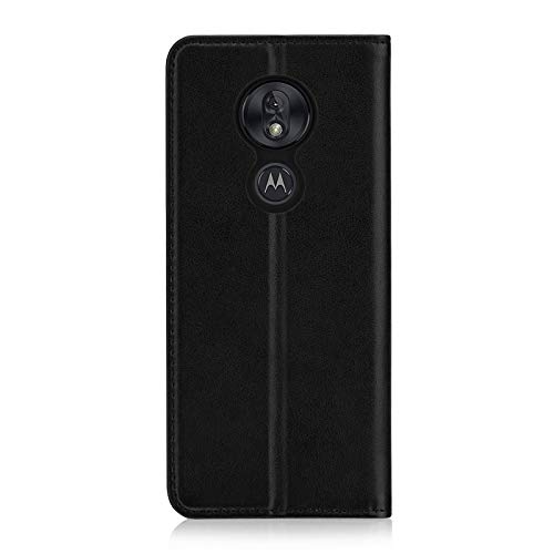 32nd Classic Series - Funda Tipo Libro de Piel Real para Motorola Moto G7 Play, Carcasa de Cuero Premium diseñada con Cartera, Cierre Magnetico y Soporte Integrado - Negro