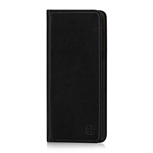 32nd Classic Series - Funda Tipo Libro de Piel Real para Motorola Moto G7 Play, Carcasa de Cuero Premium diseñada con Cartera, Cierre Magnetico y Soporte Integrado - Negro