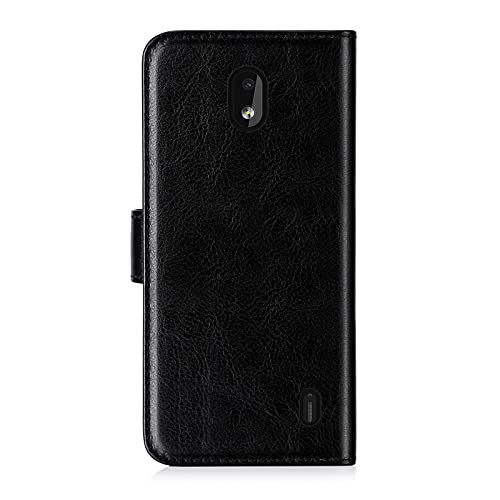 32nd Funda Flip Carcasa de Piel Tipo Billetera para Nokia 2.2 (2019) con Tapa y Cierre Magnético y Tarjetero - Negro