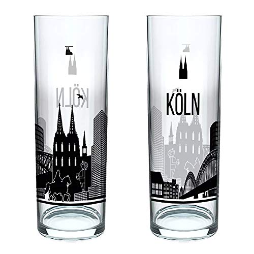 3forCologne Kölschglas Pack de 6 vasos de cerveza con el Skyline, vasos de cerveza con impresión de 0,2 ml