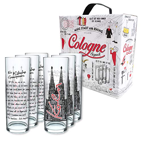 3forCologne Kölschglas Relief Pack de 6 vasos con la Ley de Colonia, vasos de cerveza con impresión de 0,2 ml