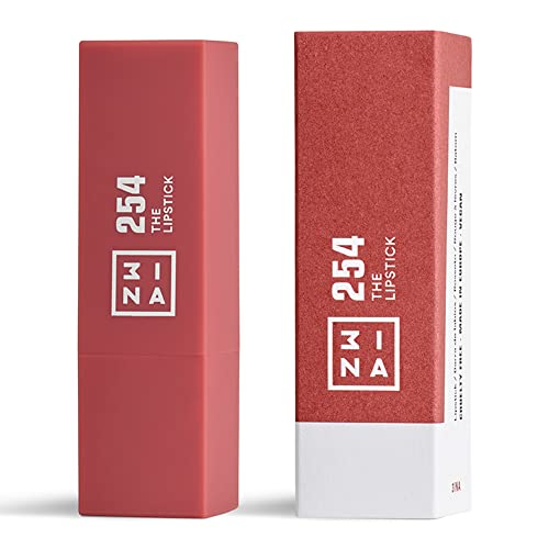 3ina MAKEUP - Vegan - Sin crueldad - The Lipstick 254 - Lápiz labial rosa oscuro - Lápiz labial de 5 horas de duración, altamente pigmentado, mate, aroma a vainilla, lápiz labial con tapa magnética