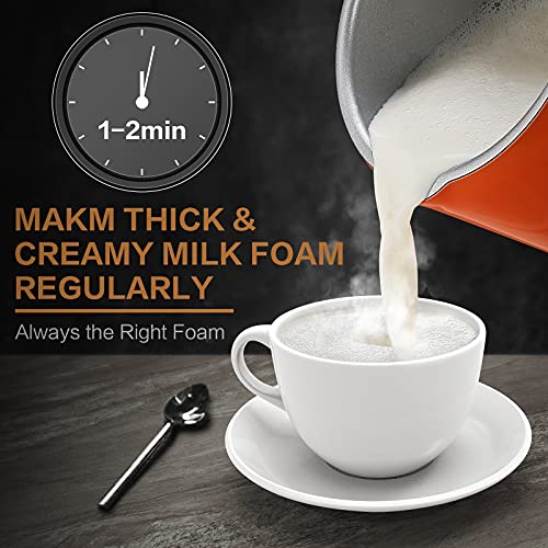 4 en 1 Espumador de Leche Eléctrico 500W de marca Sunmaki Batidora de Leche 350ml Espuma Caliente/Fría Calentar Leche, Apagamiento Automático Calentador Leche ​para Café Latte Capuchino Chocolate