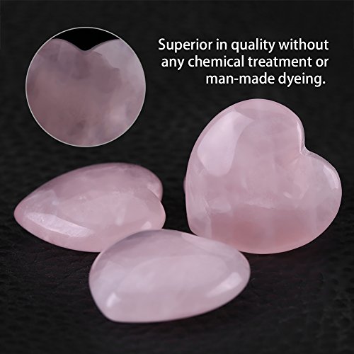 4 Piezas de Cuarzo Rosa Tallado en Forma de Corazón de Cristal Rosa Piedra Curativa Semipreciosa Decoración de Piedras Preciosas