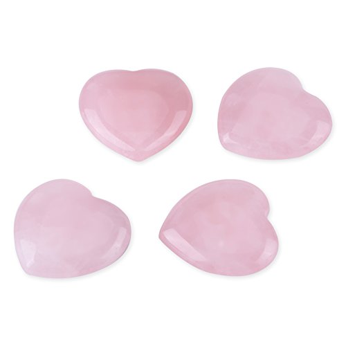 4 Piezas de Cuarzo Rosa Tallado en Forma de Corazón de Cristal Rosa Piedra Curativa Semipreciosa Decoración de Piedras Preciosas