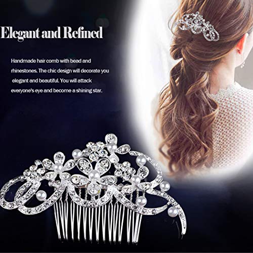 4Pcs Pelo Nupcial Peine Boda Pelo Lado Peina, Elegante Peinetas de pelo novia y dama de honor accesorios para el cabello, Accesorios de Pelo de la Boda de Fiesta para Las Mujeres y Las 1