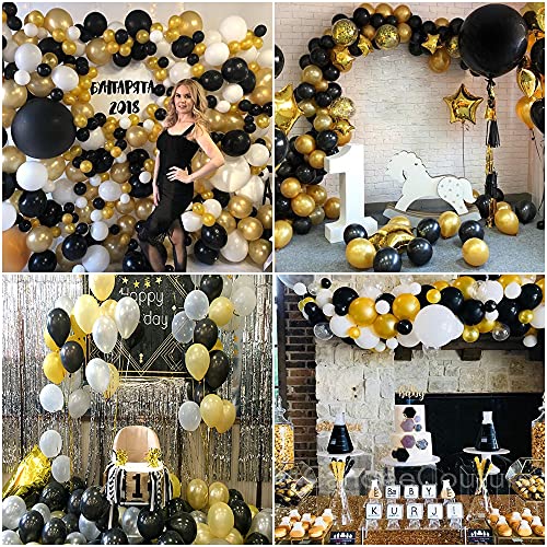 50 Años Decoracion Cumpleaños Oro Negro, Decoracion Fiesta 50 Cumpleaños, Globos 50 Cumpleaños, Pompones de Papel para 50 cumpleaños Hombres Mujeres Adultos feliz Decoración Reutilizable