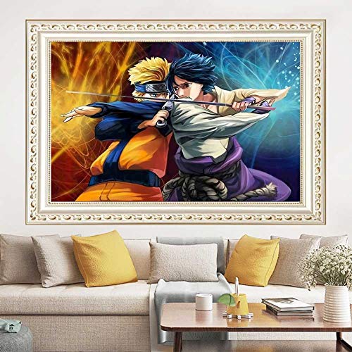 5D Diamante Pintura Kit Por Número Para Adultos Taladro Redondo Completo, Ninja In Battle Naruto Pinturas Bordado Cuadros Artesanía Para La Decor La Pared Kits De Puntos De Pintura 5D 30X45 cm