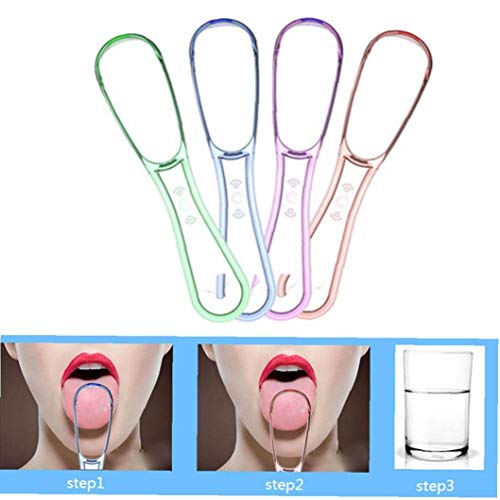 5pcs Lengua Raspador Limpiador Mal Aliento De La Mano Del Raspador De Cepillo De Sílice Handle Higiene Bucodental Cuidado De Limpieza Color Azar