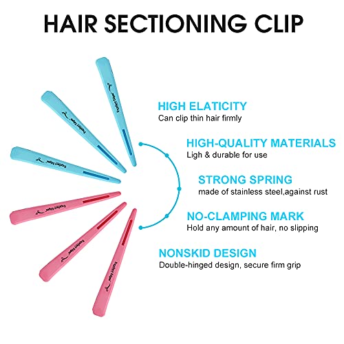 6 Pezzi Pinza de Pelo de Duckbill, Fermagli per Capelli, Clip per Capelli a Becco d'Anatra,Capelli di Plastica Clip,Salon Clips,per Donne Styling da Parrucchieri Articoli da Salone Casa (Azul+Rosado)