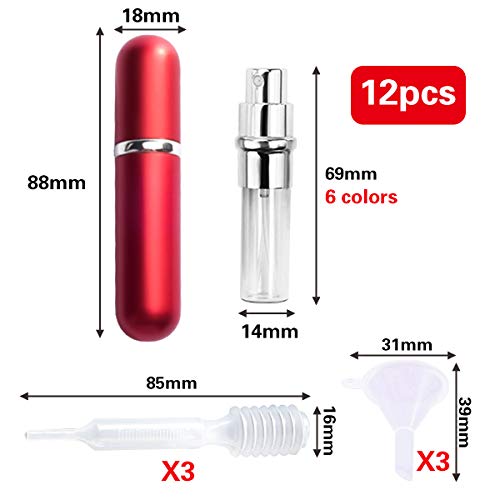 6ml Atomizador Perfume Recargable de Botella Vacío Corto Devaporizador de Perfume Botella Recargable Dosificador de Perfume Spray Frasco para Viaje y Viajes de Negocio