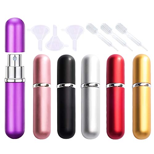 6ml Atomizador Perfume Recargable de Botella Vacío Corto Devaporizador de Perfume Botella Recargable Dosificador de Perfume Spray Frasco para Viaje y Viajes de Negocio