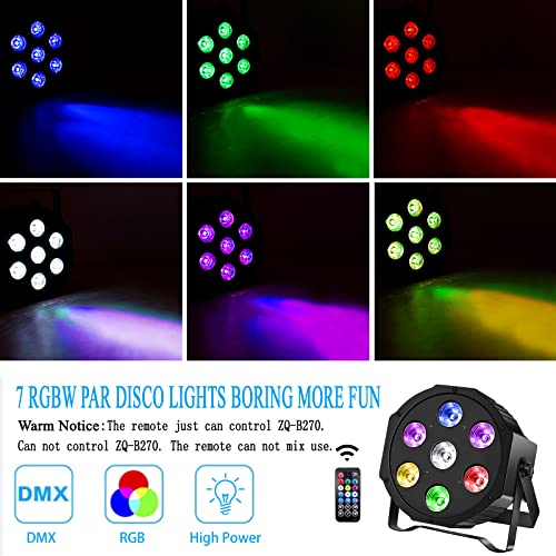 7 RGBW LED Par Luz, UKing Luz Discoteca con DMX 7 Canales/Automáticos/Activados por Sonido Modos y 8 Efectos de Flash Discoteca Luz para Luces de Fiesta de Boda DJ Disco