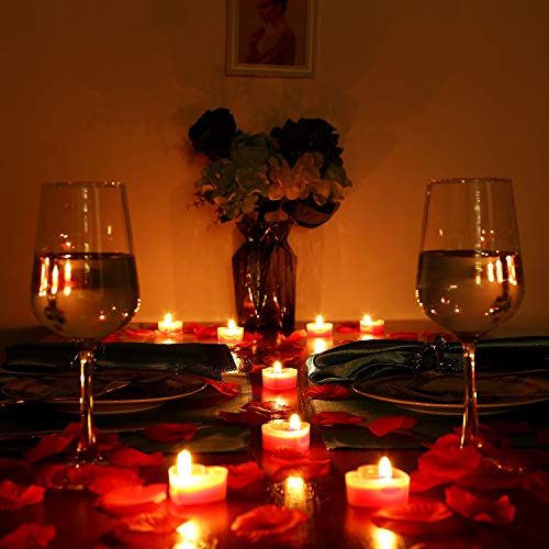 9 Paquetes Velas en Formas de Corazón Vela de Amor Romántico Velas Candelita con 200 Piezas Pétalos de Rosa de Seda Pétalos Dispersos de Niña para Decoración Boda Pastel San Valentín Cena