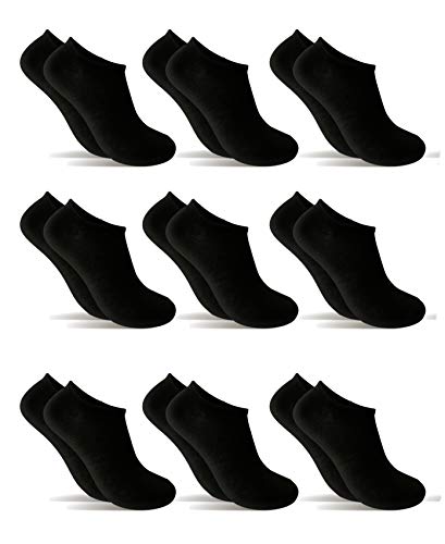 9 Pares Calcetines cortos Mujer hombre - calcetines tobillero unisex - calcetines hombre - calcetines mujer (35-40, Negro invisible)