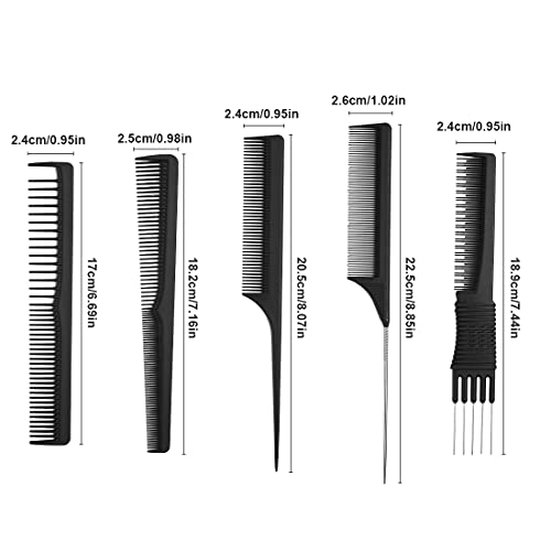 9 Pcs Profesional Peines de Carbono Peluqueria, Peine Ahuecador, Peine de Salón Antiestático Peluquería Peines para Estilista de Salón Peluquero Peluquero