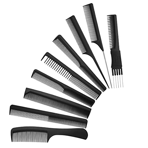 9 Pcs Profesional Peines de Carbono Peluqueria, Peine Ahuecador, Peine de Salón Antiestático Peluquería Peines para Estilista de Salón Peluquero Peluquero